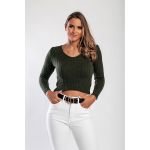 Top Tricotat Cu Decolteu Rotund, Verde