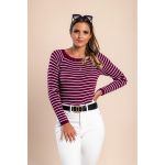 Top Tricotat Cu Imprimeu ÃŽn Dungi, Fucsia