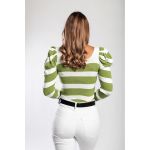Top Tricotat Cu Imprimeu ÃŽn Dungi, Verde