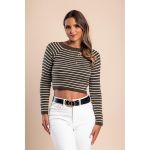 Top Tricotat Cu Imprimeu Cu Dungi, Verde Olive