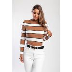Top Tricotat Cu Imprimeu Dungi, Camel