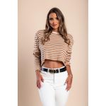 Top Tricotat Cu Imprimeu Dungi, Camel