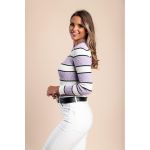 Top Tricotat Cu Imprimeu Dungi, Liliac