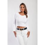 Top Tricotat Cu Maneci Lungi, Alb
