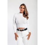 Top Tricotat Cu Maneci Lungi, Alb