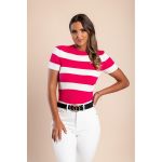 Tricou Din Tricot Cu MÃ¢necÄƒ ScurtÄƒ, Fucsia