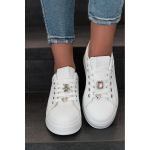 Adidasi La Moda Cu Detalii Decorative, Alb/Argintiu