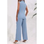 Set Blazer È˜i Pantalon Elegant, Albastru Deschis