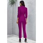 Set Blazer Elegant È˜i Pantaloni Cu CenturÄƒ, Fucsia ÃŽnchis