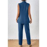 Set Elegant Blazer È˜i Pantaloni FÄƒrÄƒ MÃ¢neci, Albastru