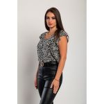 Tricou Elegant Cu Imprimeu, Negru/Alb