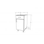 Corp Baza Karo, 1 Sertar, 1 Usa, Lemn Natural/Alb, 40 x 50 x 80 cm