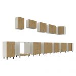 Corp Baza Karo, 1 Sertar, 1 Usa, Lemn Natural/Alb, 40 x 50 x 80 cm