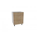 Corp Baza Karo, 3 Sertare, Lemn Natural/Alb, 60 x 50 x 80 cm