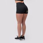 Pantaloni scurți pentru femei Intense Gold Print Black - NEBBIA