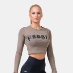 Tricou pentru femei Hero Long Sleeves Crop Top Mocha - NEBBIA