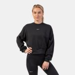 Hanorac pentru femei Loose Fit Black - NEBBIA