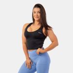 Maiou pentru femei Crop Top Sporty Slim Fit Black - NEBBIA