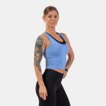 Maiou pentru femei Sporty Slim Fit Crop Top Light Blue - NEBBIA