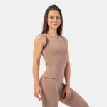 Maiou pentru femei Tank Top Ribbed Organic Cotton Brown - NEBBIA