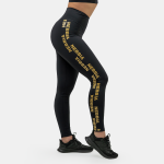 Colanți pentru femei Classic High Waist Intense Iconic Black/Gold - NEBBIA
