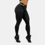 Colanți pentru femei Classic High Waist Intense Perform Black/Gold - NEBBIA