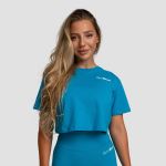 Tricou pentru femei Cropped Limitless Aquamarine - GymBeam