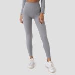 Colanți pentru femei Ribbed FLO Grey - GymBeam