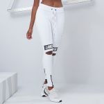 Colanți pentru femei Essential Knee Slit White - LABELLAMAFIA