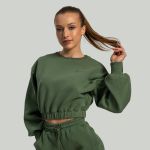 Hanorac pentru femei Lunar Cropped Cedar Green - STRIX