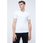 EA7 Emporio Armani tricou polo barbati, culoarea alb, neted