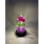 Trandafir criogenat artificial in cupola 15 cm cu lumina led engros