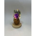 Trandafir criogenat artificial in cupola 15 cm cu lumina led engros