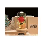 Trandafir criogenat artificial in cupola 15 cm cu lumina led engros