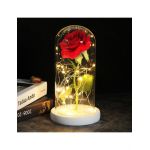 Trandafiri criogenat Rosu in cupola 21 cm cu lumina led engros