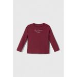 Pepe Jeans longsleeve din bumbac pentru copii culoarea bordo