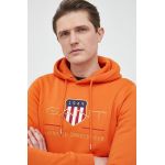 Gant bluza barbati, culoarea portocaliu, cu glugă, cu imprimeu