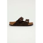 Birkenstock papuci din piele Arizona bărbați, culoarea maro