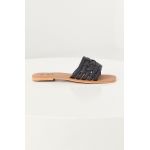 Answear Lab Șlapi de piele femei, culoarea negru