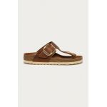 Birkenstock Șlapi de piele femei, culoarea maro, cu toc plat 1018785-Cognac