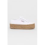 Superga Espadrile culoarea alb, cu platformă