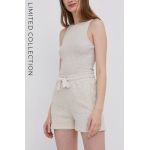 Answear Lab Pantaloni scurți ECO femei, culoarea bej, material neted, high waist