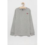 Levi's Longsleeve copii culoarea gri, material neted