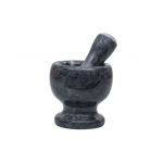 Mojar cu pistil, din marmura, diametru 10cm, inaltime 10.5cm, negru / ZTS 8044 Engros