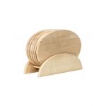 Set 6 tocatoare din lemn de fag, plus suport, oval / EXT 6084 Engros