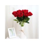 Set flori de 10 trandafiri artificiali 50 cm , Rosu
