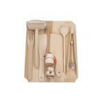Set tocator dreptunghiular din lemn de fag, 10 piese, 40x30x2cm / EXT 6086 Engros