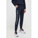 EA7 Emporio Armani pantaloni de trening culoarea albastru marin, neted