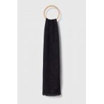 Emporio Armani esarfa de lana culoarea albastru marin, neted