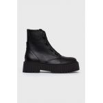 Steve Madden Bocanci de piele femei, culoarea negru, cu platformă